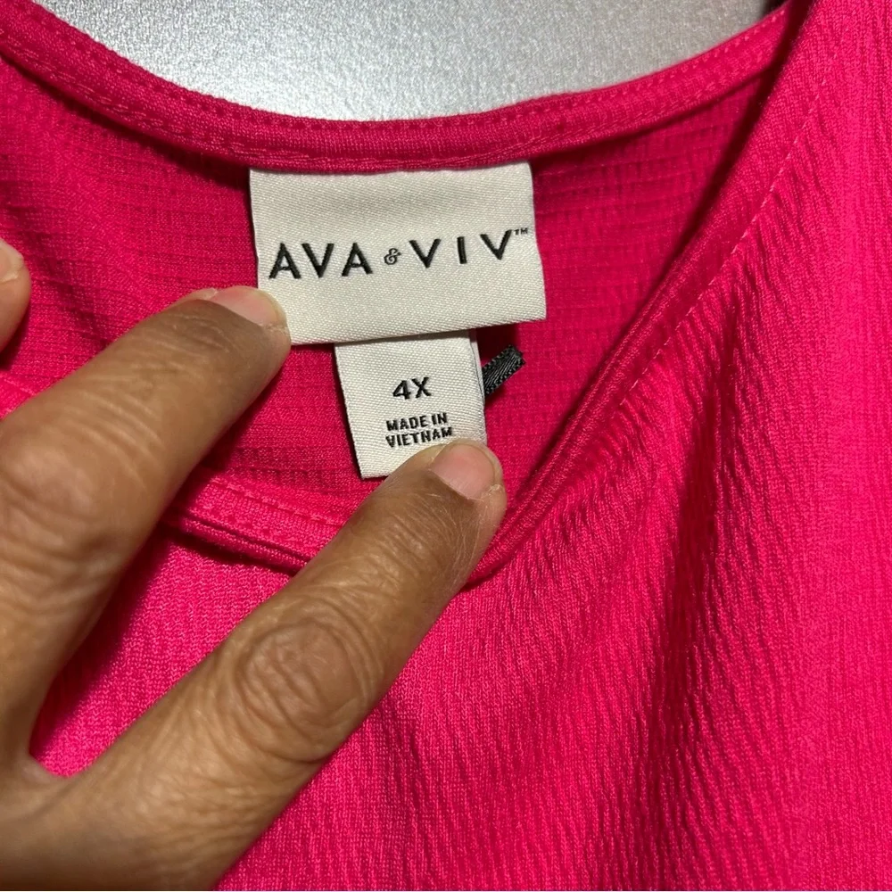 Ava & Viv Babydoll Empire Waist Pullover Dress NWT Pockets Sleeveless Pink Sz 4X - Picture 6 of 9